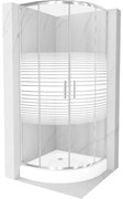 Mexen Rio kabina prysznicowa półokrągła 90 x 90 cm, białe pasy, chrom + brodzik Rio, biały - 863-090-090-01-20-4710