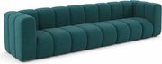 Sofa czteroosobowa, kanapa Grand, tkanina welurowa Salvador, Lazurowy