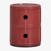 Okrągła Szafka Nocna Ø30 Cm Z Półkami Babel Czerwone Wino & 2 Szuflady - Sklum