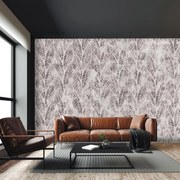 Fototapeta - Ażurowe liście, szara (196x136 cm)