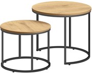 Komplet 2 Okrągłych Stolików Kawowych Dąb N9-B68