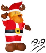 Monzana Nadmuchiwany renifer z oświetleniem, 135cm, czerwona