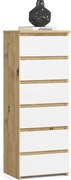 Komoda AKORD CL6 Dąb Artisan 40 cm 6 szuflad kolor Biały mat 40x35x109 cm
