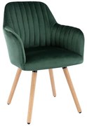 Krzesło z podłokietnikami - Welur i Metal o wyglądzie drewna - Ciemnozielone - ELEANA