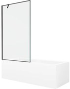 Mexen Cubik wanna prostokątna 170 x 70 cm z obudową i parawanem 1-skrzydłowym 100 cm, czarny wzór - 550317070X9510007070