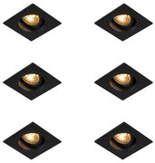 Zestaw 6 nowoczesnych reflektorów wpuszczanych czarnych 9,3 cm, obrotowych i odchylanych - Chuck