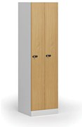 Szafka ubraniowa S1 wąska, 2-drzwiowa, 1850 x 500 x 500 mm, demontaż, zamek mechaniczny z kodem, drzwi laminowane, buk