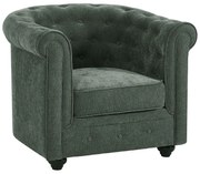 Fotel z zielonej tkaniny CHESTERFIELD