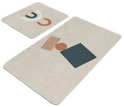 Beżowe aksamitne dywaniki łazienkowe zestaw 2 szt. 60x100 cm Geometry Shapes – Mila Home