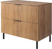 Szafka pod umywalkę, Dąb Craft + czarny uchwyt, 80 x 77 x 46 cm, nogi czarne + Blat