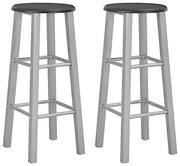 Srebrne metalowe dwa stołki barowe W2-Z65