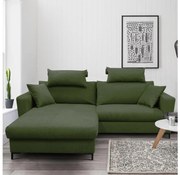 Rozkładany narożnik z pojemnikiem HORTA, układ L, lewy, zielony