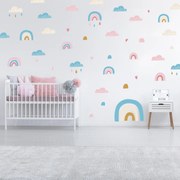 Naklejki na ścianę - Różowe tęcze i chmury