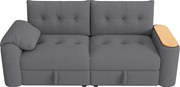 Nowoczesna sofa 2-osobowa - 207,5 x 80 x 87 cm - ze schowkiem + zagłówkiem + wbudowanym stolikiem bocznym - welur - szary
