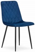 Niebieskie aksamitne krzesłoTURIN  z czarnymi nogami