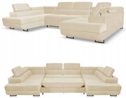 Narożnik kształt U rozkładany f. spania Bosso Family meble beżowy welur