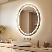 Lustro łazienkowe owalne LED 60x80cm z oświetleniem antyparowym lustro ścienne 60x80cm