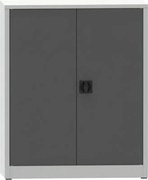 Warsztatowa szafa półkowa na narzędzia KOVONA JUMBO, 2 półki, spawana, 1150 x 950 x 500 mm, szara / ciemnoszara