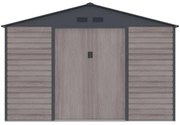 Metalowa wiata ogrodowa z ocynkowanej stali imitującej szare drewno 13,12 m² ADELMO