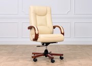 Stylowy fotel gabinetowy Lider, ze skóry naturalnej. Klasyczny skórzany fotel do kancelarii i biura. Meble gabinetowe Prestige.