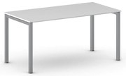 Stół konferencyjny do biura PRIMO SQUARE, 160x80 cm, szaro-srebrna podstawa, biały