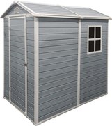 DOMEK NARZĘDZIOWY OGRODOWY 198x134x193 cm, Z TWORZYWA SZTUCZNEGO SCHOWEK NA NARZĘDZIA Z PODŁOGĄ I OKNEM HESLER 6040