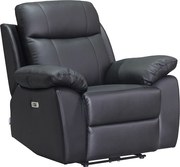 Fotel z elektryczną funkcją relaks ze skóry w kolorze czarnym VIPINO