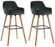Zestaw 2 stołków barowych ELEANA - Welur i metal efekt drewna - Kolor czarny