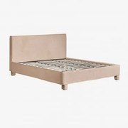 Łóżko Z Grubej Tkaniny Szenilowej Jokin Gruby Chenille Latte Brown & 180 X 200 Cm - Sklum