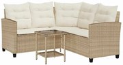 Narożna sofa ogrodowa i stolik beżowy S9-L88