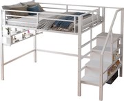 Łóżko piętrowe 140 x 200 cm z półkami do przechowywania i drabinką - Metal - Białe (bez materaca)