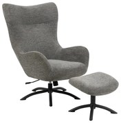 Antracytowy fotel uszak z podnóżkiem Actona Talgarth