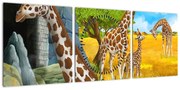 Obraz - Rodzina żyraf (z zegarem) (90x30 cm)