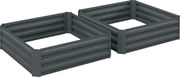 Outsunny Zestaw 2 Skrzynek Ogrodowych, Skrzynki na Kwiaty, Donice Ogrodowe, Stal Galwanizowana, 100 x 100 x 30 cm, Ciemnoszary