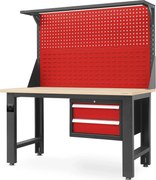 Biurko warsztatowe LOGAN, 1500 x 1700 x 750 mm, antracytowo-czerwone