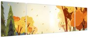 Obraz - Jesienny krajobraz, ilustracja (170x50 cm)