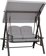 Outsunny huśtawka ogrodowa 2osobowa z daszkiem przeciwsłonecznym poduszka metal poliester khaki 162x118x173cm | Aosom PL