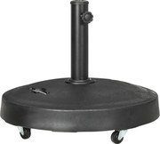 Outsunny Stojak na parasol Uchwyt na parasolowy Uchwyt na parasol, odporny na warunki atmosferyczne, z kołami, Ø53 x 41W cm, Czarny