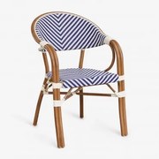 Brielle Bistro Składane Aluminiowe Krzesło Ogrodowe Z Podłokietnikami Niebieski Ken - Gardenia Biel - Sklum