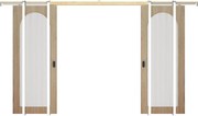 Drzwi podwójne przesuwne chowane w ścianie drewniano-MDF - łuk ze szkła hartowanego karbowanego - 2 x wys.205 x szer.83 cm - ODEZA