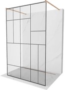Mexen Kioto ścianka prysznicowa wolnostojąca 100 x 200 cm, czarny wzór 8 mm, miedź szczotkowana - 800-100-002-65-78