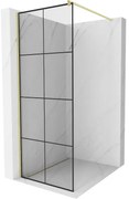 Mexen Kioto ścianka prysznicowa Walk-in 80 x 200 cm, czarny wzór 8 mm, złota szczotkowana - 800-080-101-55-77