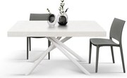 Stół drewniany, biały jesion, biała podstawa, wym.160x90-240x90cm - CARRARA