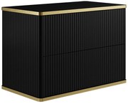 Szafka łazienkowa pod umywalkę ryflowana ze złotą listwą - Czarny - szer. 80 cm - KELIZA