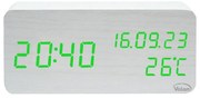 Zegar budzik drewniany led elektroniczny cyfrowy stojący - termometr + data
