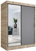 Szafa przesuwna z lustrem 150 cm dąb sonoma + antracyt C4-S07