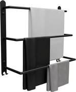 Czarny potrójny wieszak ścienny na ręczniki R5-K25