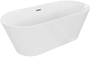 Mexen Flavia wanna wolnostojąca 150 x 75 cm, biała, przelew złoty - 54031507500-50