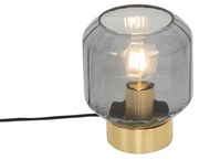 Nowoczesna lampa stołowa mosiądz z dymionym szkłem - Stiklo Nowoczesny Oswietlenie wewnetrzne