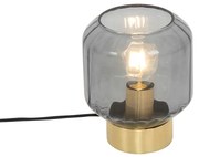 Nowoczesna lampa stołowa mosiądz z dymionym szkłem - Stiklo